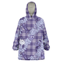Purple Palaka Hawaii Cowboy Christmas Wearable Blanket Hoodie Paniolo Mix Maile Lei LT7 One Size Purple - Polynesian Pride