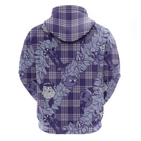 Purple Palaka Hawaii Cowboy Christmas Zip Hoodie Paniolo Mix Maile Lei LT7 - Polynesian Pride