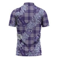 Purple Palaka Hawaii Cowboy Christmas Zipper Polo Shirt Paniolo Mix Maile Lei LT7 - Polynesian Pride