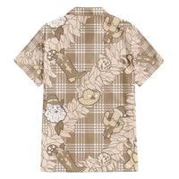 Khaki Palaka Hawaii Cowboy Christmas Family Matching Long Sleeve Bodycon Dress and Hawaiian Shirt Paniolo Mix Maile Lei LT7 - Polynesian Pride