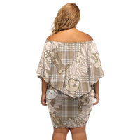 Khaki Palaka Hawaii Cowboy Christmas Family Matching Off Shoulder Short Dress and Hawaiian Shirt Paniolo Mix Maile Lei LT7 - Polynesian Pride
