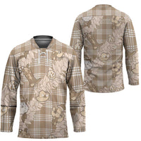 Khaki Palaka Hawaii Cowboy Christmas Hockey Jersey Paniolo Mix Maile Lei - Polynesian Pride