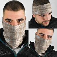 Khaki Palaka Hawaii Cowboy Christmas Neck Gaiter Paniolo Mix Maile Lei - Polynesian Pride