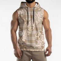 Khaki Palaka Hawaii Cowboy Christmas Sleeveless Hoodie Paniolo Mix Maile Lei LT7 - Polynesian Pride