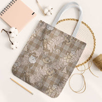 Khaki Palaka Hawaii Cowboy Christmas Tote Bag Paniolo Mix Maile Lei - Polynesian Pride