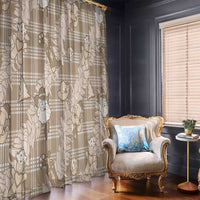 Khaki Palaka Hawaii Cowboy Christmas Window Curtain Paniolo Mix Maile Lei - Polynesian Pride