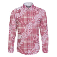 Pink Palaka Hawaii Cowboy Christmas Family Matching Long Sleeve Bodycon Dress and Hawaiian Shirt Paniolo Mix Maile Lei LT7 Dad's Shirt - Long Sleeve Pink - Polynesian Pride