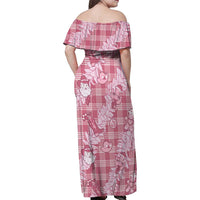 Pink Palaka Hawaii Cowboy Christmas Family Matching Off Shoulder Maxi Dress and Hawaiian Shirt Paniolo Mix Maile Lei LT7 - Polynesian Pride