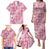 Pink Palaka Hawaii Cowboy Christmas Family Matching Puletasi and Hawaiian Shirt Paniolo Mix Maile Lei LT7 - Polynesian Pride