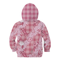 Pink Palaka Hawaii Cowboy Christmas Kid Hoodie Paniolo Mix Maile Lei - Polynesian Pride