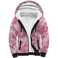 Pink Palaka Hawaii Cowboy Christmas Sherpa Hoodie Paniolo Mix Maile Lei LT7 Unisex Pink - Polynesian Pride
