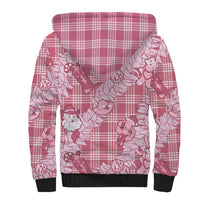 Pink Palaka Hawaii Cowboy Christmas Sherpa Hoodie Paniolo Mix Maile Lei LT7 - Polynesian Pride