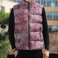 Pink Palaka Hawaii Cowboy Christmas Sleeveless Puffer Jacket Paniolo Mix Maile Lei - Polynesian Pride