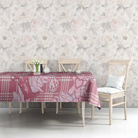 Pink Palaka Hawaii Cowboy Christmas Tablecloth Paniolo Mix Maile Lei - Polynesian Pride