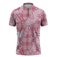 Pink Palaka Hawaii Cowboy Christmas Zipper Polo Shirt Paniolo Mix Maile Lei LT7 Pink - Polynesian Pride