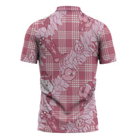 Pink Palaka Hawaii Cowboy Christmas Zipper Polo Shirt Paniolo Mix Maile Lei LT7 - Polynesian Pride