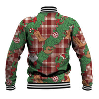 Red Palaka Hawaii Cowboy Christmas Baseball Jacket Paniolo Mix Maile Lei - Polynesian Pride