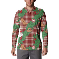 Red Palaka Hawaii Cowboy Christmas Button Sweatshirt Paniolo Mix Maile Lei - Polynesian Pride