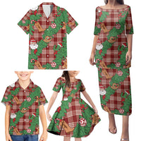 Red Palaka Hawaii Cowboy Christmas Family Matching Puletasi and Hawaiian Shirt Paniolo Mix Maile Lei LT7 - Polynesian Pride