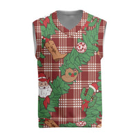Red Palaka Hawaii Cowboy Christmas Knitted V-Neck Vest Paniolo Mix Maile Lei LT7 Red - Polynesian Pride