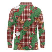 Red Palaka Hawaii Cowboy Christmas Long Sleeve Polo Shirt Paniolo Mix Maile Lei LT7 - Polynesian Pride