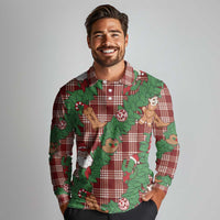 Red Palaka Hawaii Cowboy Christmas Long Sleeve Polo Shirt Paniolo Mix Maile Lei LT7 - Polynesian Pride