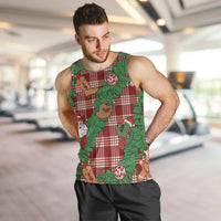 Red Palaka Hawaii Cowboy Christmas Men Tank Top Paniolo Mix Maile Lei - Polynesian Pride