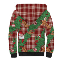 Red Palaka Hawaii Cowboy Christmas Sherpa Hoodie Paniolo Mix Maile Lei LT7 - Polynesian Pride
