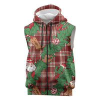 Red Palaka Hawaii Cowboy Christmas Sleeveless Zip Hoodie Paniolo Mix Maile Lei LT7 Red - Polynesian Pride