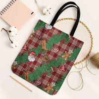 Red Palaka Hawaii Cowboy Christmas Tote Bag Paniolo Mix Maile Lei - Polynesian Pride