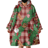 Red Palaka Hawaii Cowboy Christmas Wearable Blanket Hoodie Paniolo Mix Maile Lei LT7 - Polynesian Pride