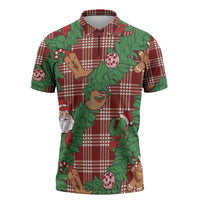 Red Palaka Hawaii Cowboy Christmas Zipper Polo Shirt Paniolo Mix Maile Lei LT7 Red - Polynesian Pride