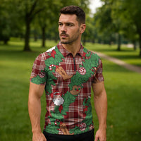 Red Palaka Hawaii Cowboy Christmas Zipper Polo Shirt Paniolo Mix Maile Lei LT7 - Polynesian Pride