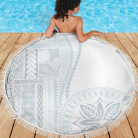 Samoa White Sunday Beach Blanket Classic Siapo Style LT7 - Polynesian Pride