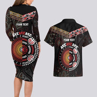 Aotearoa and Australia Indigenous Couples Matching Long Sleeve Bodycon Dress and Hawaiian Shirt Stand Together For Te Tiriti LT7 - Polynesian Pride