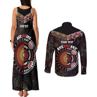 Aotearoa and Australia Indigenous Couples Matching Tank Maxi Dress and Long Sleeve Button Shirt Stand Together For Te Tiriti LT7 - Polynesian Pride