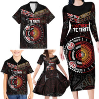 Aotearoa and Australia Indigenous Family Matching Long Sleeve Bodycon Dress and Hawaiian Shirt Stand Together For Te Tiriti LT7 - Polynesian Pride
