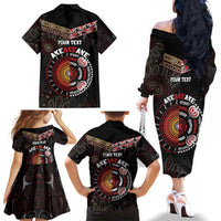 Aotearoa and Australia Indigenous Family Matching Off The Shoulder Long Sleeve Dress and Hawaiian Shirt Stand Together For Te Tiriti LT7 - Polynesian Pride