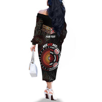 Aotearoa and Australia Indigenous Family Matching Off The Shoulder Long Sleeve Dress and Hawaiian Shirt Stand Together For Te Tiriti LT7 - Polynesian Pride