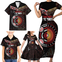 Aotearoa and Australia Indigenous Family Matching Short Sleeve Bodycon Dress and Hawaiian Shirt Stand Together For Te Tiriti LT7 - Polynesian Pride