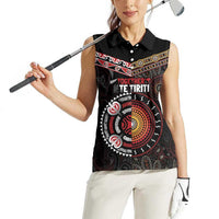 Aotearoa and Australia Indigenous Women Sleeveless Polo Shirt Stand Together For Te Tiriti LT7 - Polynesian Pride
