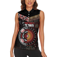 Aotearoa and Australia Indigenous Women Sleeveless Polo Shirt Stand Together For Te Tiriti LT7 - Polynesian Pride