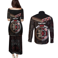 Aotearoa and Samoa Together For Te Tiriti Couples Matching Puletasi and Long Sleeve Button Shirt Kowhaiwhai Mix Siapo LT7 - Polynesian Pride