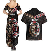 Aotearoa and Samoa Together For Te Tiriti Couples Matching Summer Maxi Dress and Hawaiian Shirt Kowhaiwhai Mix Siapo LT7 - Polynesian Pride