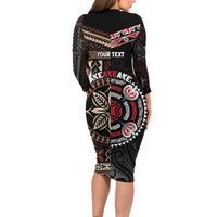 Aotearoa and Samoa Together For Te Tiriti Family Matching Long Sleeve Bodycon Dress and Hawaiian Shirt Kowhaiwhai Mix Siapo LT7 - Polynesian Pride