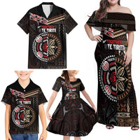 Aotearoa and Samoa Together For Te Tiriti Family Matching Off Shoulder Maxi Dress and Hawaiian Shirt Kowhaiwhai Mix Siapo LT7 - Polynesian Pride