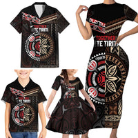Aotearoa and Samoa Together For Te Tiriti Family Matching Short Sleeve Bodycon Dress and Hawaiian Shirt Kowhaiwhai Mix Siapo LT7 - Polynesian Pride