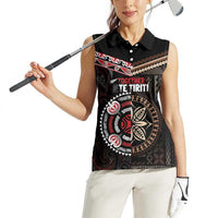 Aotearoa and Samoa Together For Te Tiriti Women Sleeveless Polo Shirt Kowhaiwhai Mix Siapo LT7 - Polynesian Pride