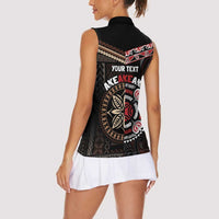 Aotearoa and Samoa Together For Te Tiriti Women Sleeveless Polo Shirt Kowhaiwhai Mix Siapo LT7 - Polynesian Pride