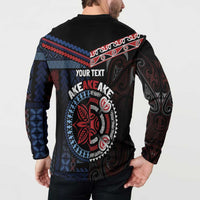 Aotearoa and Samoa Together For Te Tiriti Button Sweatshirt Kowhaiwhai Mix Siapo - Flag Color